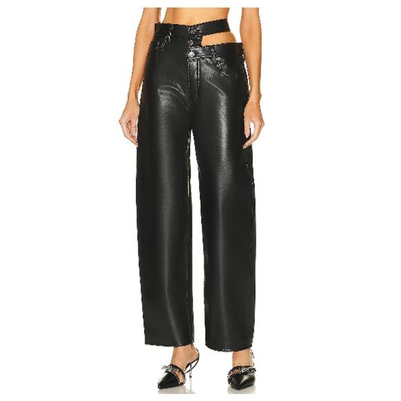 Agolde Pants - AGOLDE Black Recycled Leather Broken Waistband NWOT Pants Size 30
